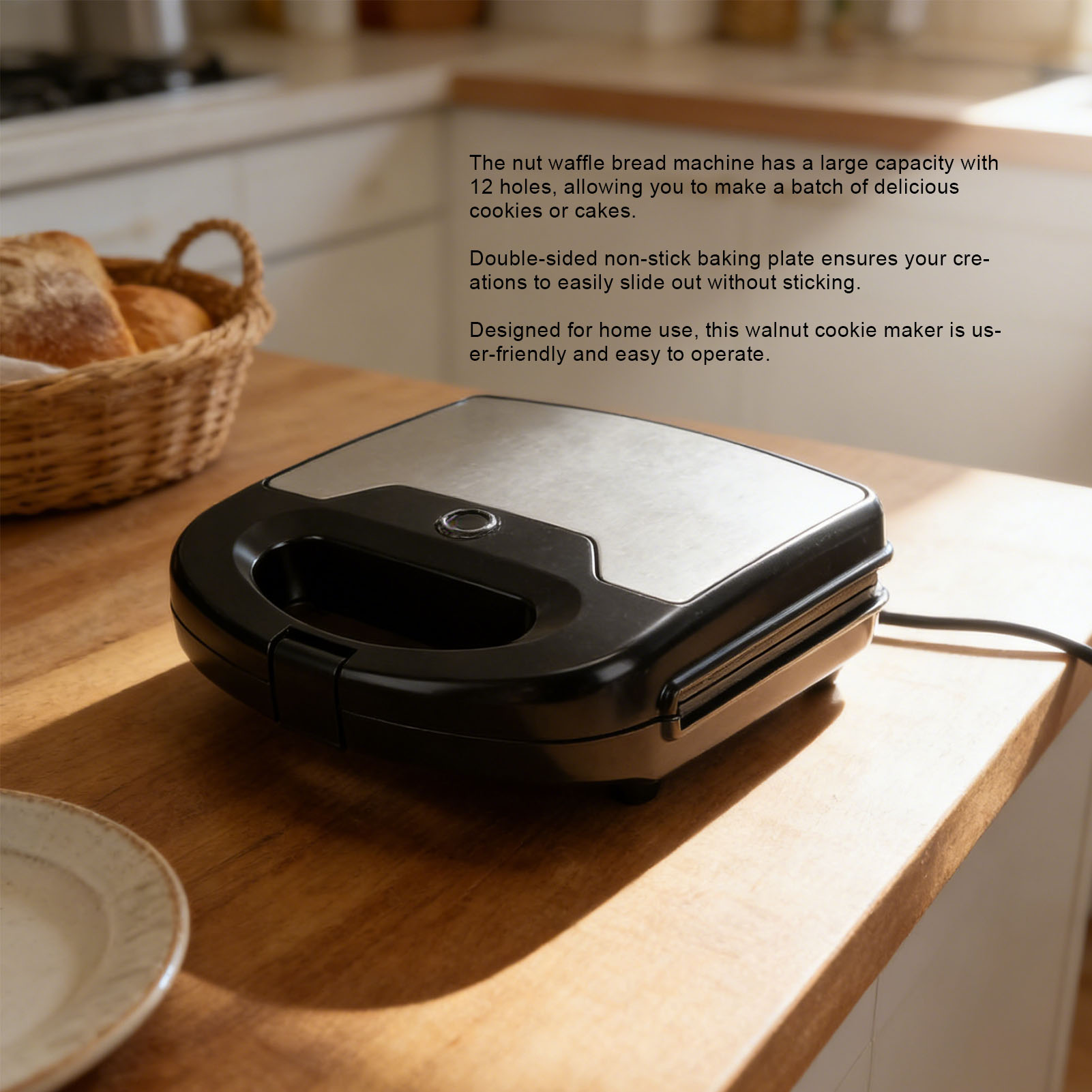 12 Walnut Cookie Maker Non Sti - Mini Waffle Maker Machine ulasan dan harga