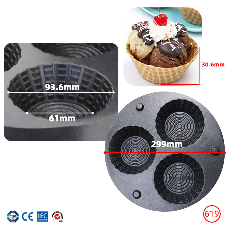 Commercial Triple-Hole Ice Cre - Mini Waffle Maker Machine ulasan dan harga
