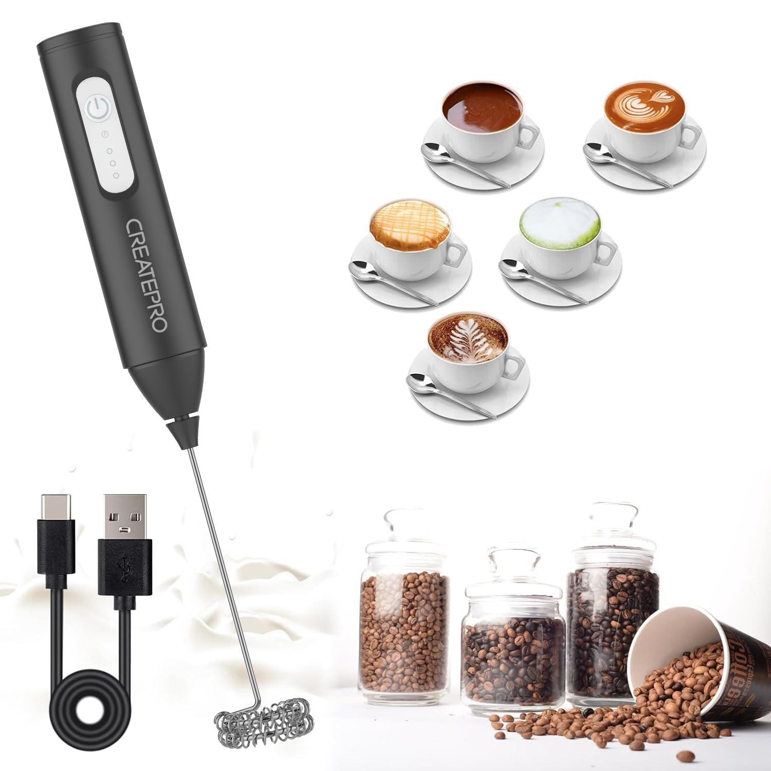 Rechargeable Milk Frother Auto - Electric Milk Frother Handheld ulasan dan harga