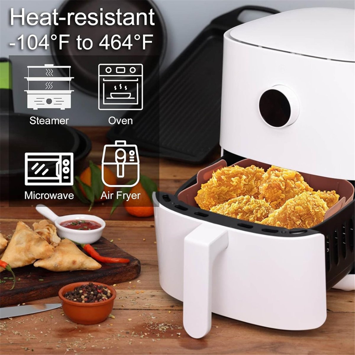 M10K 3Pcs Air Fryer Silicone L - Air Fryer Silicone Pot Liner ulasan dan harga